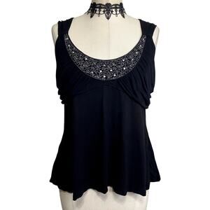 Vtg Y2K Embroidered Embellished Ruffle Ruched Whimsigoth Gothic Grunge Blouse